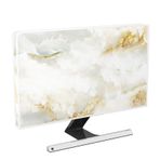 Baocicco Soyut Doku Mermer Tasarımlı Beyaz Altın Bilgisayar Monitörü Kapağı 26, 27, 28 İnç Panel Kılıf Bilgisayar Monitörü Kapakları PC Masaüstü ve TV LCD/LED/HD Ekran Kapağı ile Uyumlu Kılıf
