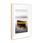 Baoee Meşe beyaz iki renkli resim çerçevesi 30×40cm A4 paspartulu, akrilik camlı fotoğraf çerçevesi, poster çerçevesi, sertifika çerçevesi, duvara monte edilebilir
