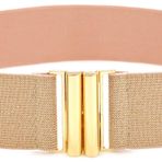 BAOKELAN Kadınlar için Geniş Esnek Kemerler Elbiseler için Altın Tokalı Elastik Sıska Bel Kemeri, Pembe Band Altın Toka, Fit Waist 32"-34"