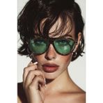 Bappir Aneta Pilot Model Leopar Çerçeve Yeşil Camlı Unisex Güneş Gözlüğü