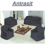 Baqdo Bürümcük 3+3+1+1 Koltuk ,kanepe ,çekyat Örtüsü, Lastikli Koltuk Kılıfı 3311 Takım - 180 x 230 cm - Antrasit