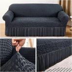 Baqdo Bürümcük Lastikli Kanepe Örtüsü Likralı Koltuk Örtüsü Tek 3'lü Çekyat Örtüsü - 180 x 230 cm - Antrasit