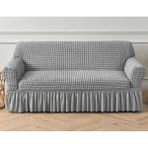Baqdo Bürümcük Lastikli Kanepe Örtüsü Likralı Koltuk Örtüsü Tek 3'lü Çekyat Örtüsü - 180 x 230 cm - Gri