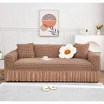 Baqdo Bürümcük Lastikli Kanepe Örtüsü Likralı Koltuk Örtüsü Tek 3'lü Çekyat Örtüsü - 180 x 230 cm - Kahverengi