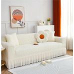 Baqdo Bürümcük Lastikli Kanepe Örtüsü Likralı Koltuk Örtüsü Tek 3'lü Çekyat Örtüsü - 180 x 230 cm - Krem