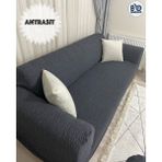 BAQDO Düz Jakarlı 3 Kişilik antrasit Kanepe Örtüsü | Lastikli Koltuk Örtüsü |çekyat Örtüsü| koltuk kılıfı - 180 x 230 cm