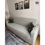 BAQDO Düz Jakarlı 3 Kişilik krem Kanepe Örtüsü | Lastikli Koltuk Örtüsü |çekyat Örtüsü| koltuk kılıfı - 180 x 230 cm