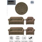 Baqdo Jakarlı Düz Desen Koltuk Örtüsü 3+3+1+1 Takımı Lastikli Esnek Yıkanabilir Çekyat Kanepe Kılıfı. - 180 x 230 cm - Kahve