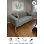 Baqdo Jakarlı Koltuk Örtüsü Kaliteli, Lastikli, Streç, Esnek, Çekyat, Kanepe Kılıfı Yıkanabilir 3lü (3 Kişilik) - 180 x 230 cm - Açık Gri