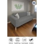 Baqdo Jakarlı Koltuk Örtüsü Kaliteli, Lastikli, Streç, Esnek, Çekyat, Kanepe Kılıfı Yıkanabilir 3lü (3 Kişilik) - 180 x 230 cm - Gri
