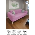 Baqdo Jakarlı Koltuk Örtüsü Kaliteli, Lastikli, Streç, Esnek, Çekyat, Kanepe Kılıfı Yıkanabilir 3lü (3 Kişilik) - 180 x 230 cm - Pembe