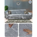Baqdo Kadife 3 Lu / 3 Kişilik Koltuk Örtüsü Streç Lastikli Esnek, Çekyat, Kanepe Kılıfı, Koltuk Örtüsü 1 Adet - Açık Gri - 180 x 230 cm
