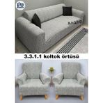 Baqdo Koltuk Örtüsü 3+3+1+1 Takımı Lastikli Esnek Yıkanabilir Çekyat Kanepe Kılıfı. - 180 x 225 cm - Açık Krem