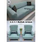 Baqdo Koltuk Örtüsü Jakarlı, Düz Desen 3+3+1+1 Kaliteli Lastikli Koltuk örtüsü ,kanepe ,çekyat Örtüsü ,kılıfı Esnekli 3311 - 180 x 230 cm - Mint