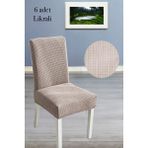 Baqdo Sandalye Örtüsü 6 Adet Likralı Yüksek Kaliteli ve Esnek Yıkanabilir Sandalye Kılıfı Pitikare - 35 x 50 cm - Vizon