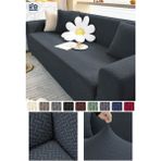 Baqdo Tuğla Desen Koltuk Örtüsü 3lu / 3 Kişilik Lastikli Kayma Yapmayan Çekyat kılıfı, Kanepe Kılıfı yıkanabilir 1 Adet - Antrasit - 180 x 230 cm