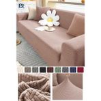 Baqdo Tuğla Desen Koltuk Örtüsü 3lu / 3 Kişilik Lastikli Kayma Yapmayan Çekyat kılıfı, Kanepe Kılıfı yıkanabilir 1 Adet - Kahve - 180 x 230 cm