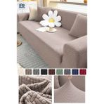 Baqdo Tuğla Desen Koltuk Örtüsü 3lu / 3 Kişilik Lastikli Kayma Yapmayan Çekyat kılıfı, Kanepe Kılıfı yıkanabilir 1 Adet - Vizon - 180 x 230 cm