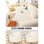 Baqdo Tuğla Desen Lastıklı Koltuk Örtüsü Takımı 3+3+1+1 Streç Esnek Çekyat Kanepe Kılıfı Yıkanabilir Koltuk Koruyucu 3311 - 180 x 230 cm - Açık Krem