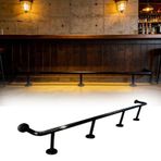 Bar Ayak Rayı, Endüstriyel Siyah Metal Ayak Rayı - İç/Dış Merdivenler, Çatı Katı ve Sundurma için 106" Yuvarlak Boru Dayanak Braketleri - Ağır Hizmet Tipi Ticari Sınıf Küpeşte Desteği