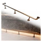 Bar Ayak Rayı, Pirinç Altın Çubuk Ayak Rayı Kiti - 70-300 cm Ayarlanabilir Uzunluklar, Paslanmaz Çelik Donanım ve Uç Kapakları ile Tam Donanım, Barlar ve Kafeler için Kolay Tezgah Altı Kurulum (77 inç