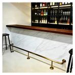 Bar Ayak Rayı, Ticari Altın Yuvarlak Çubuk Ayak Rayı Kiti 4-10ft - Pub, Mutfak Adası, Gazebo için İç Konnektörlü Dayanıklı Boru Ayaklık Korkuluk (140 cm/4,6 ft)
