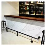 Bar Ayak Rayı, Ticari Bar Ayak Rayı Kiti 4-10ft - Pub, Mutfak Adası ve Gazebo için Konnektörlü Yuvarlak Boru Ayaklık Korkuluk - Dayanıklı Siyah Kaplama, 9 ft (L 280 cm)