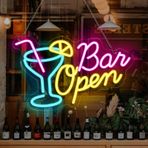 Bar Neon Tabelalar, Duvar Dekoru için, 16,5 "X 10,6" Kısılabilir LED Neon Açık Tabela USB ile Güçlendirilmiştir, AÇMA/KAPAMA Anahtarlı, Parlak Yüksek Görünürlüklü Işıklı Neon Tabela Ev Bira Kulübü