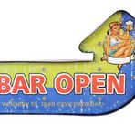 Bar Open Temalı Ledli Bar Tabelası Pano Vintage Led Ampülü