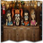 Bar Temalı Özel Tasarım Paravan Room Divider 180 x 200 cm - Renkli
