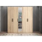 Baramolife GBL6 Bar Beş Kapaklı Meşe 225 cm Gardrop