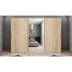 Baramolife GRI5 Işıltı Sürgülü Meşe 208 cm Gardrop