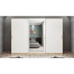 Baramolife GRI7 Işıltı Sürgülü Meşe Beyaz 240 cm Gardrop