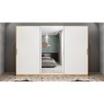 Baramolife GRI9 Işıltı Sürgülü Çam Beyaz 240 cm Gardrop
