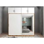 Baramolife GRS7 Süper Sürgülü Ceviz Beyaz 140 cm Gardrop