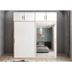 Baramolife GRS9 Süper Sürgülü Meşe Beyaz 208 cm Gardrop