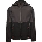 Baran Işık Softshell Kapşonlu Parçalı Mont - L - Siyah - Füme