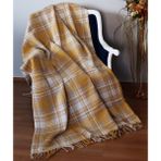 Barano Yussi Çift Kişilik Battaniye Hardal Bej Waffle Ekose - 180 x 220 cm - Hardal Sarı