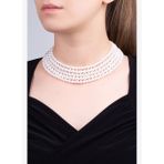 Barbara 18 Ayar Beyaz Altın Kaplama 42 Cm Gümüş Choker Kolye