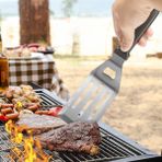 Barbekü Kürek Aleti Paslanmaz Çelik Teppanyaki Seti Biftek Spatula 14 Parçalı Set - Gümüş - Evrensel
