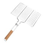 Barbekü Tel örgü ızgara Net barbekü ızgara Balık Klipsi Açık Kamp aracı Yüksek Kaliteli dayanıklı geniş Alan Azaltma sapı Metal 34.5cm 519g
