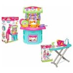 Barbie 2 Li Set - Şef Oyuncak Mutfak Seti + Ütü Seti Eğitici Erkek Kız Çocuk Oyuncakları - Çok Renkli