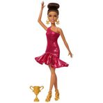 Barbie Balo Salonu Dansçısı Moda Bebek Kırmızı Fırfır Elbise, Dans Ayakkabıları ve Kahverengi Stil Saç, Dans Kupa Aksesuarı