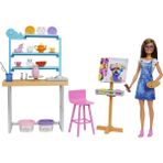Barbie Barbie'Nin Sanat Atölyesi; Barbie Bebek (29 Cm); Çömlek Yapımı Ve Resim Sanatı İçin 25'Ten Fazla Aksesuar; Oyun Hamuru; Vazo Kalıbı; Tuvaller Ve Daha Fazlası; 3-7 Yaş Arası Hcm85 - Renkli