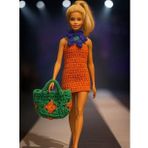 Barbie Bebek için El Örgüsü Elbise ve Çanta İkili Takım