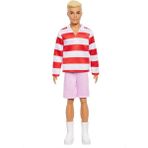 Barbie® Bebek Kırmızı çizgili üstü, pembe şortu ve beyaz sneaker'larıyla sarışın Barbie Fashionistas Ken bebek HYV01