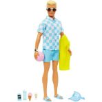 Barbie Bebek ve Aksesuarlar Deniz Şortu ve Plaj Temalı Aksesuarları Olan Sarışın Ken Bebek Hpl - Çok Renkli