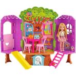 Barbie Chelsea Ağaç Evi Oyun Seti 10 Parça Pembe Sarı Çiçek Desenli Kız Çocuk Hediyelik