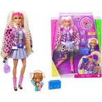 Barbie Ekstra Bebek / Kürklü Kolları ve Evcil Hayvan Oyuncak Ayı ile Üniversite Ceketli Barbie