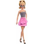 Barbie Fashionistas Model Bebek Sarı Renkli Siyah Beyaz Çizgili Bluz ve Pembe Etek